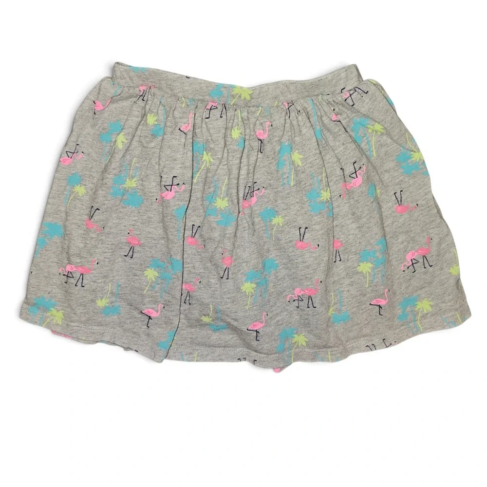 Carter's Skort Girls Size 6 Gray Excellent Flamingo Palm Tree Tropical Print